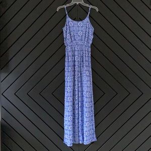 Lush Blue Pattern Maxi Dress- Like new!